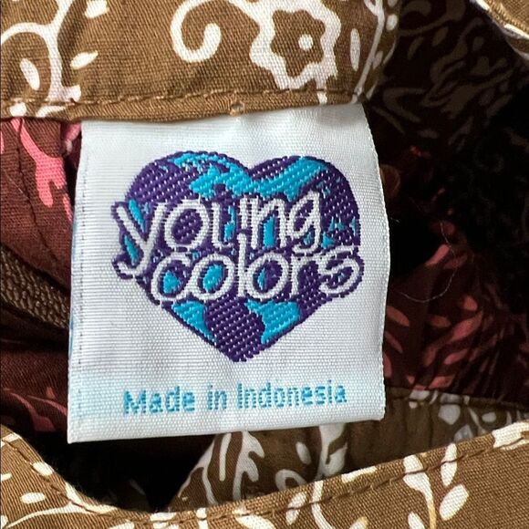 Young Colors Brown and pink floral long sleeve cotton dress size 18 months - Picture 8 of 9